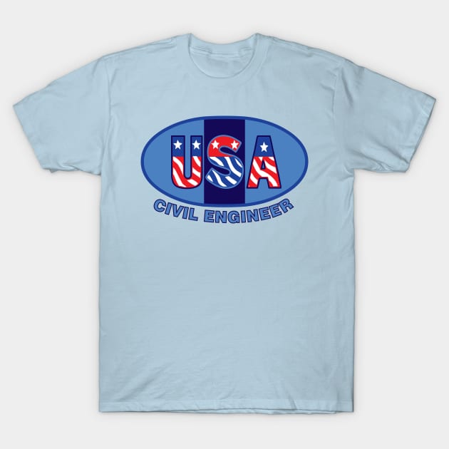 Patriotic Civil Engineer T-Shirt by Barthol Graphics